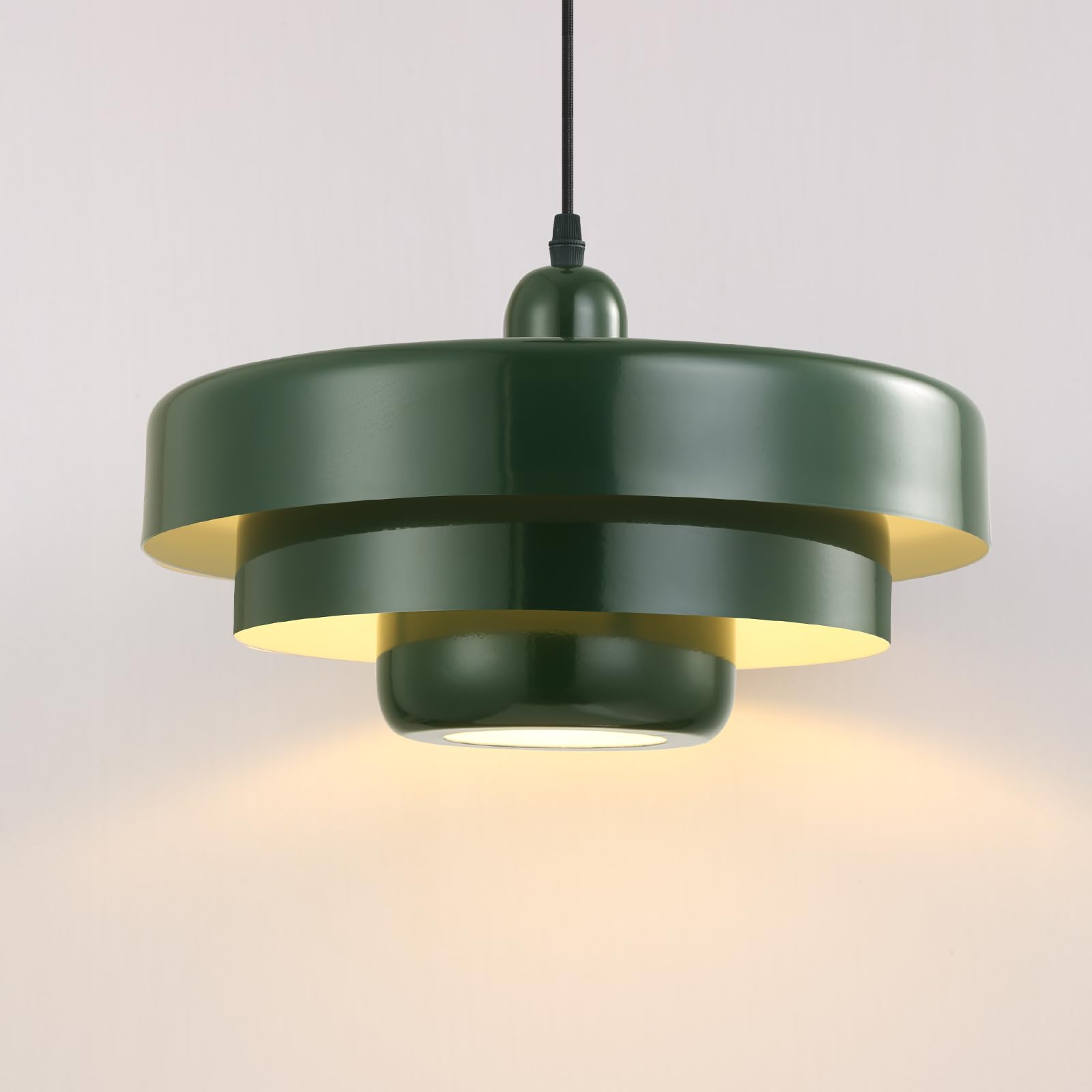 Photo 1 of ***FACTORY SEALED***POLITAMP Mid Century Pendant Light Fixtures,3-Layer Metal Shade,Green Pendant Lighting,Modern Ceiling Hanging Lamp for Kitchen Island Dining Table