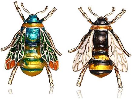 Fashion Natural Insect Animal Enamel Brooches Bee Bumble Bee Spider Alloy Pins Vintage Jewelry for Women (Pack of 2)