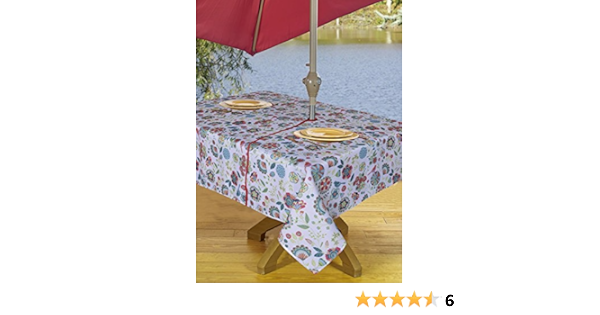 Amazon Com Table Cloth Outdoor Tablecloth Umbrella Tablecloth With Hole Zipper 54 X 72 Inch Floral Garden Outdoor