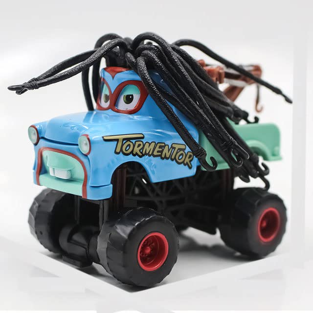 Photo 1 of Movie Cars 2 3 Lightning McQueen Curz Mater Black Storm Jackson Danny Swervez Giant Wheels Cars Diecast Vehicles Toys Set Children Car Toy Friction Powered Truck Toy (Long Hair Mater)