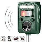 Wikoo Ultrasonic Animal Repeller, Solar Powered Pest Repeller, Waterproof Outdoor Repellent with Motion Activated PIR Sensor, Repel Dogs, Cats, Squirrels and more (Green)