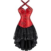 Kranchungel Corset Dress Halloween Costumes: Women Steampunk Corset Skirt Renaissance Corset Dress Burlesque for Themed Party