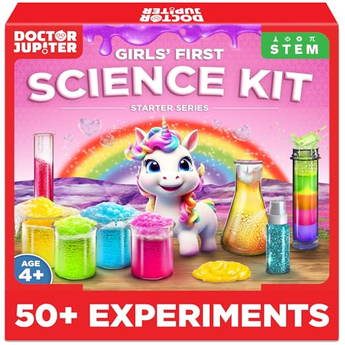 Doctor Jupiter Science Experiments Kit for Girls Ages 4+ | Birthday Gift for 4-5-6-7 Years Old Girls | STEM Toys | Chemistry Set | 50+ Experiments Starter Series