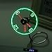 Nasuo Portable USB Fan with Led Clock, LED Light Display Time, Mini Gooseneck Fan for laptop and PC-Green Light in Office Room Camping