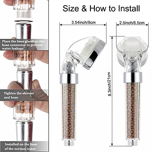 LED Shower Head with High Pressure, Handheld Showerhead with Shower Filter, Water Saving, 7 Colors Changing Automatically, for Hard Water Repair Dry Skin and Hair, No Batteries Need, No Hose (7-Color)