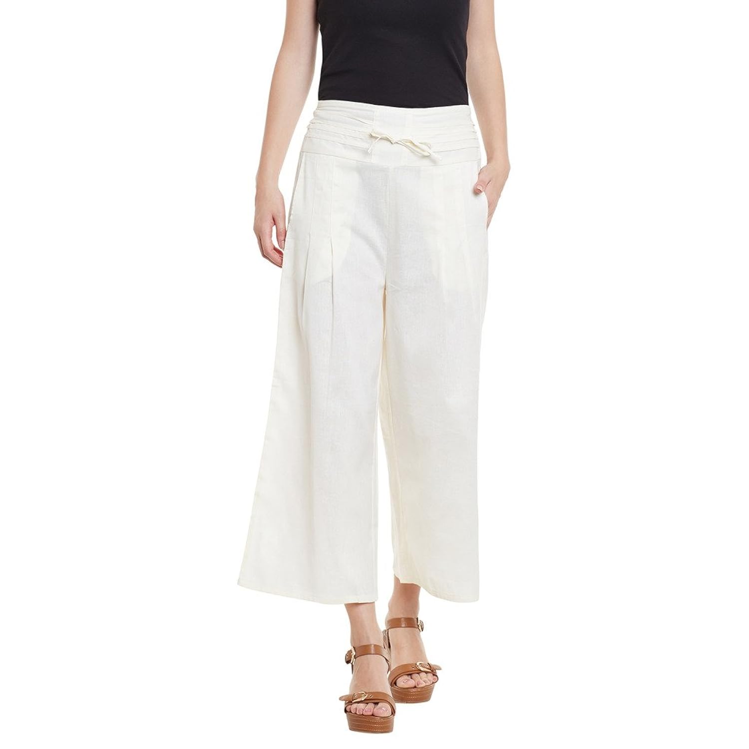 bitterlime women's cotton solid palazzo trousers