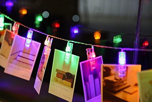 Clip Photo Display String Lights, Wire 2.2 Meters 20 LED Fairy Lights Clear Cable indoor/Outdoor Decorate for Hanging Pictures, Notes, Artwork (Multi-colour)