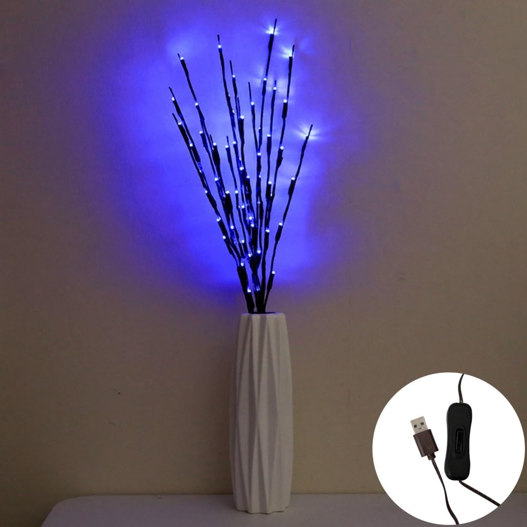 Ulalaza 77cm 6 Branches 120 LED Bulbs Twig Lamp USB Operated LED Lighted Willow Branches Vase Fillers Use for Christmas Home Party Decoration Indoor Outdoor