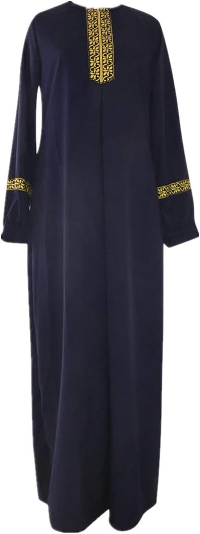 Nadition Women Dress Plus Size Retro Print Dress Abaya Jilbab Muslim Maxi Dress Casual Kaftan Long Dress