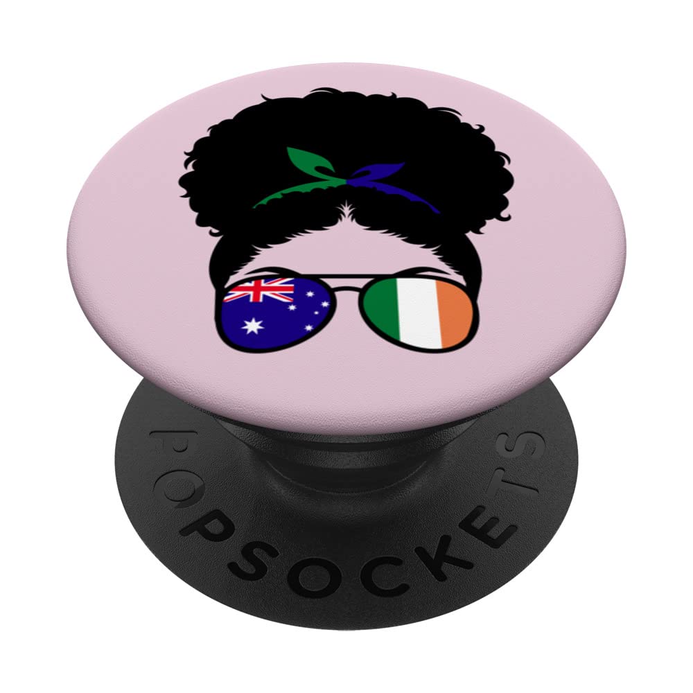 Australia and Ireland Mix Afro Bun Irish and Australian PopSockets Swappable PopGrip