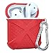 MeanLove AirPods Case, Flex Armor Series [Heavy Duty Protection Carrying Case] Silicone Cover Skin with Keychain Compatible Airpods Charging Case, Red, MS18A2
