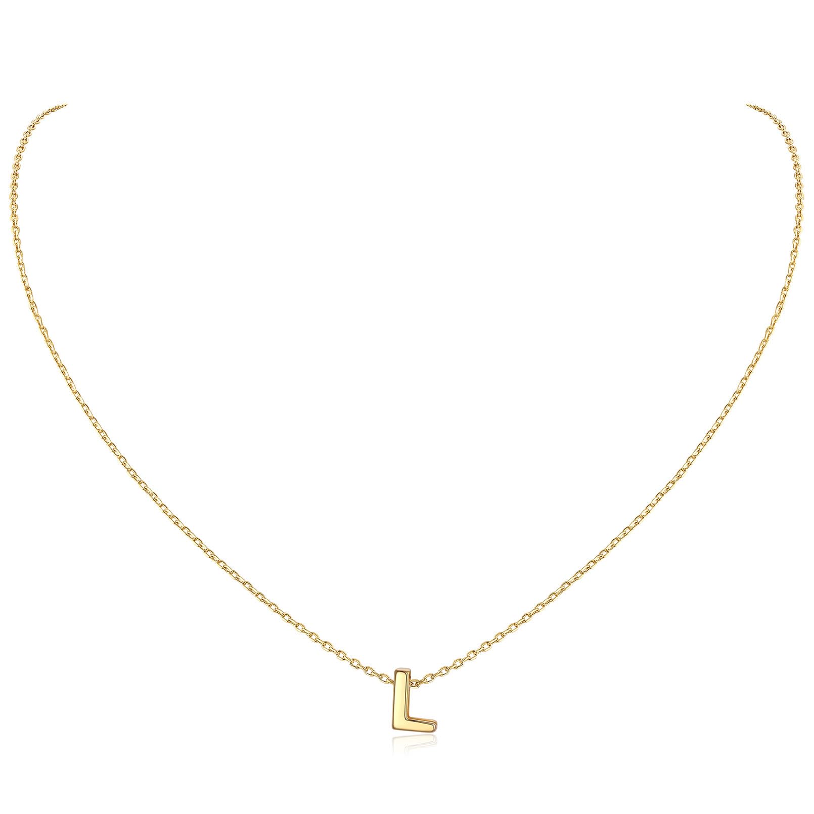 ChicSilver Necklaces Women Sterling Silver Initial L Charm Necklace Dainty Gold Name Jewellery Everyday Dating Prom Office Wearing