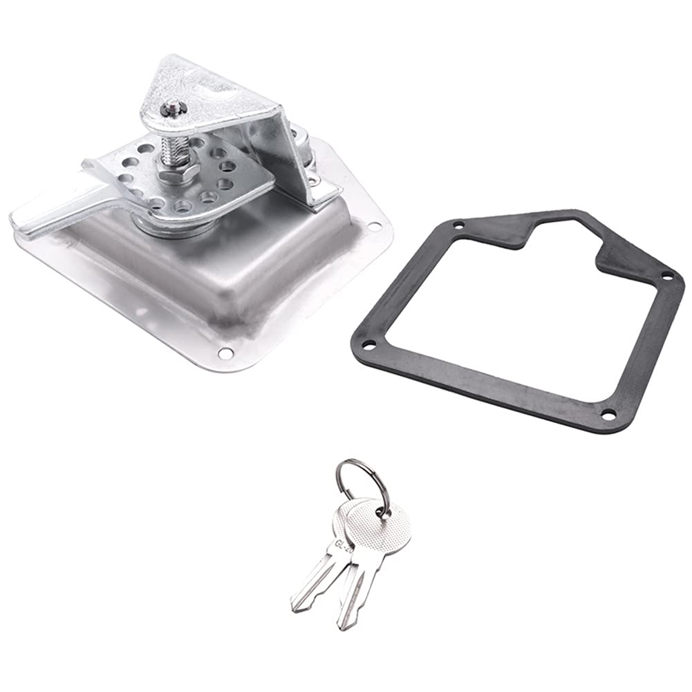 T-Shaped Lock Tool, Trailer Door Latch T-Handle Locking Stainless Steel Folding T Handle Latch for Camper RV Truck Toolbox with Gasket Keys