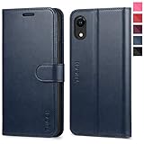 TUCCH iPhone XR Case, iPhone XR Wallet Case, PU Leather Flip Slim Cover with Card Slot, Stand Holder, [Wireless Charging] [RFID Blocking] [Notebook] Compatible with iPhone XR(6.1 inch)- Dark Blue