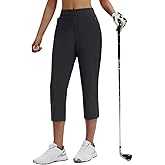 baleaf 20'' Women Capris with Pockets Stretch Golf Work Dress Cropped Pants Straight Leg High Waisted Pull On Summer