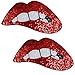 Special100% 2 Pcs Large Red Lips Embroidered sew on Patches for Clothing Red Sequins Lips Punk Patches DIY Motif Applique,10.85(W) *5.19(L)