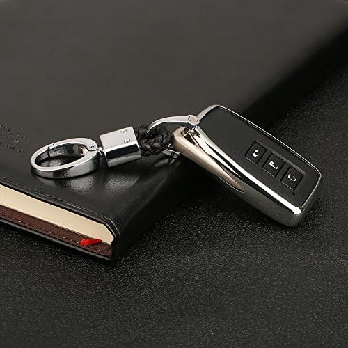 DeAutoBug Smart Keyless Remote Case Key Soft PU Protector Shell Key Fob Holder with Stainless Steel Key Chain Keychain for Lexus IS ES GS NX RC GX RX LX (Silver)