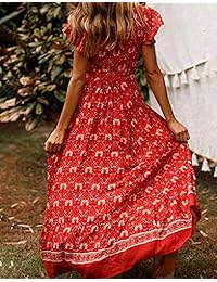 Maxi vestido floral para dama con volantes, para fiestas en la playa