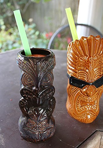 Cocktail straws and umbrellas set – ready for big cocktail party – basic drink decoration set – ideal for tiki mugs - hawaiian pool party supply - paper parasol umbrella extra large plastic straws set
