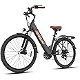 Electric Bike ZA02, 1200W Peak Motor, 26'' City Cruiser Ebike, 556Wh Removable Battery, Up to 65 Mi Range 22 MPH, 7-Speed and Front Suspension Electric Bike for Adults with UL Certified