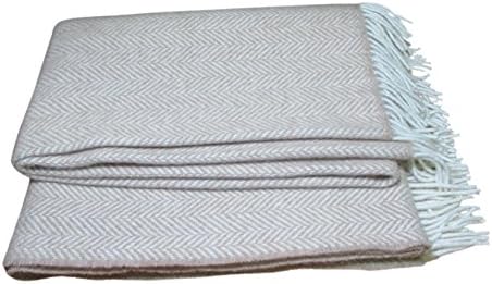 Irish Merino Cashmere Wool Throw Blanket (Light Brown)