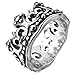 INBLUE Men's Stainless Steel Ring Band Silver Tone Black Royal King Crown Knight Fleur De Lis Cross