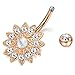 Jstyle 3Pcs 14G Stainless Steel Belly Button Rings Barbell Navel Rings Bar for Women CZ Flower Body Piercing