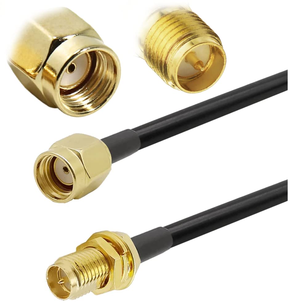 UniteCom 5 Meter Ultra Low Loss RP-SMA Female to Male LMR195 Antenna Extension Cable 50Ohm Wi-Fi LoRa RF WLAN Mobile Wireless Network Coaxial Aerial Wireless Router (5 Meter)