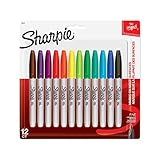 Sharpie Permanent Markers, Fine Point, Assorted Colors, 12-Count