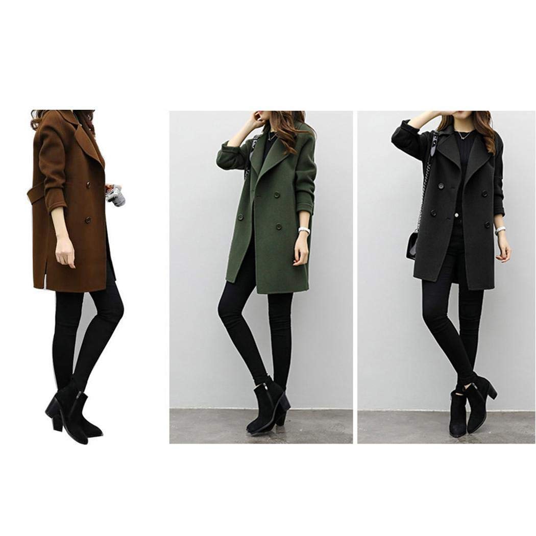 fnemo Abrigo Largo de Lana Cruzado de Moda para Mujer Abrigos