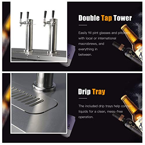 Kegerator Beer Dispenser with 2 Tap Towers, Atosa Commercial Keg Cooler Refrigerator, MKC58 - Thumbnail 4
