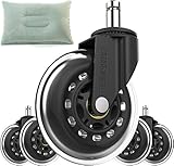 Office Chair Rollerblade Caster Replacement Wheels - Perfect Heavy Duty Furniture Tire Wheels - Safe Rollerblade Casters for Carpet, Hardwood, Tile, Laminate, and Stone - Universal Stem