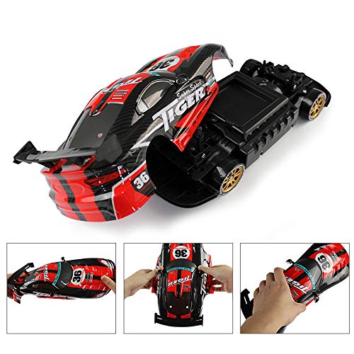 Kanzd RC Drift Car Cool LED Light USB 2.4G High Speed Remote Control Racing (Red)