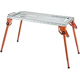 VEVOR Foldable Welding Table 44" x 21", 500LBS Capacity Welding Workbench with 4-Level Adjustable Height, Carbon Steel Work B