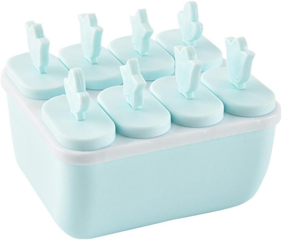 Perfect for DIY Home Made Ice Lollies - Spritumn 8 Cell Pop Popsicle Maker Lolly Mould Tray Kitchen Frozen Ice Cream DIY Mold,Repeated Use Ice Popsicle Moulds, Star Pop Moulds, Ice Pop Maker (blue)