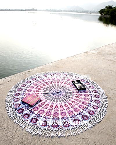 Indian Round Mandala,Cotton Beach Towel Tassel Fringing Beach Throw,Towel Roundie Yoga Mat Table Cloth Wall Tapestries