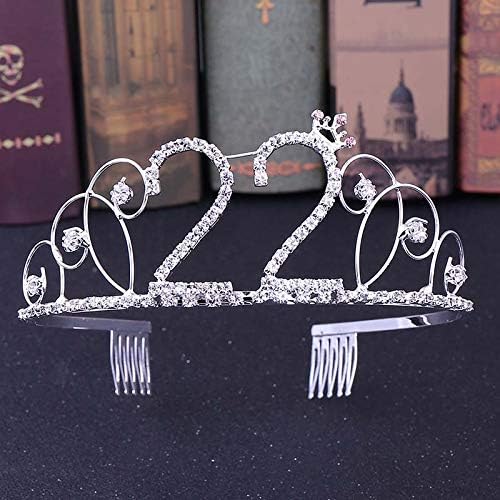 Ladies Delicate Party Headpieces Birthday Party Rhinestone Headdress With Comb Women European Style Silver Color Tiaras Crown 22 years old
