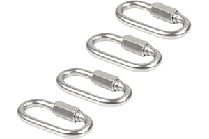 ADLUKAE Stainless Steel Chain Quick Link - 4Pcs Heavy Duty Anti-Rust Quick Links for Key Ring, Backpack, String Light, Kids Swing, 880 Lbs Capacity