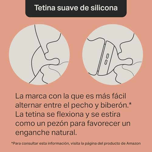 Biberones, biberón anticólicos Natural Start, 260 ml, pack de 2, con tetina de flujo lento tetina anatómica para un agarre natural, válvula anticólicos