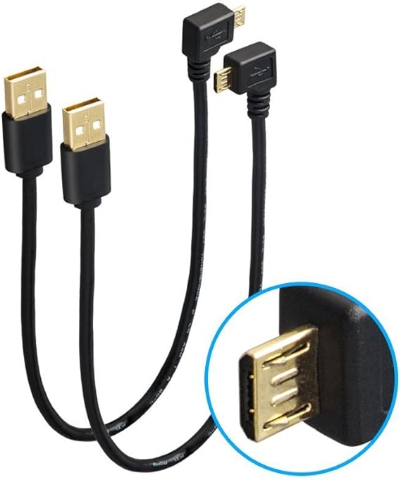 2X Power Cable for Fire TV Stick, 2 Pack 90 Degree Micro USB Cable