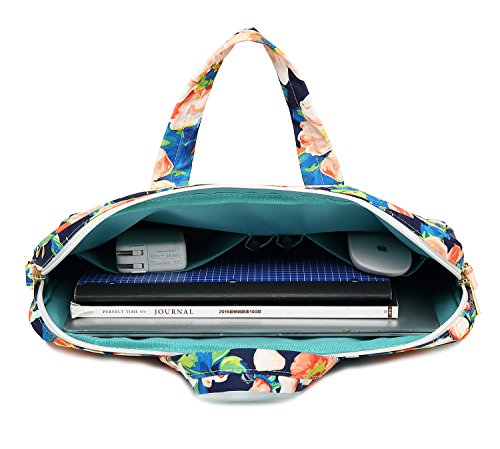 Canvaslove Blue Adenium Obesum Pattern 15 inch Waterproof Laptop Shoulder Messenger Bag Case With Rebound Bubble Protection for 14 inch-15.6 inch laptop Macbook Pro 15 Case Bag