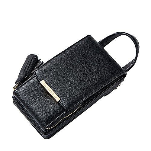 Fashion Leather Leisure Phone Purse Small Shoulder Messenger Bag Cellphone Pouch Wallet Case Black