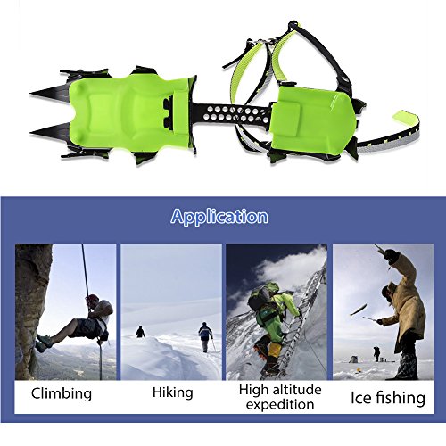 RUNACC Outdoor Crampons Climbing Traction Cleats Manganese Steel Ice Grippers for Sneakers, Sports Shoes and Climbing Boots, 14 Teeth