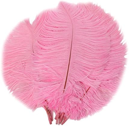 Wansu 10pcs Ostrich Feathers 8-10inch(20-25cm) for Home Wedding/Table/Party/carnivals Decoration,Pink