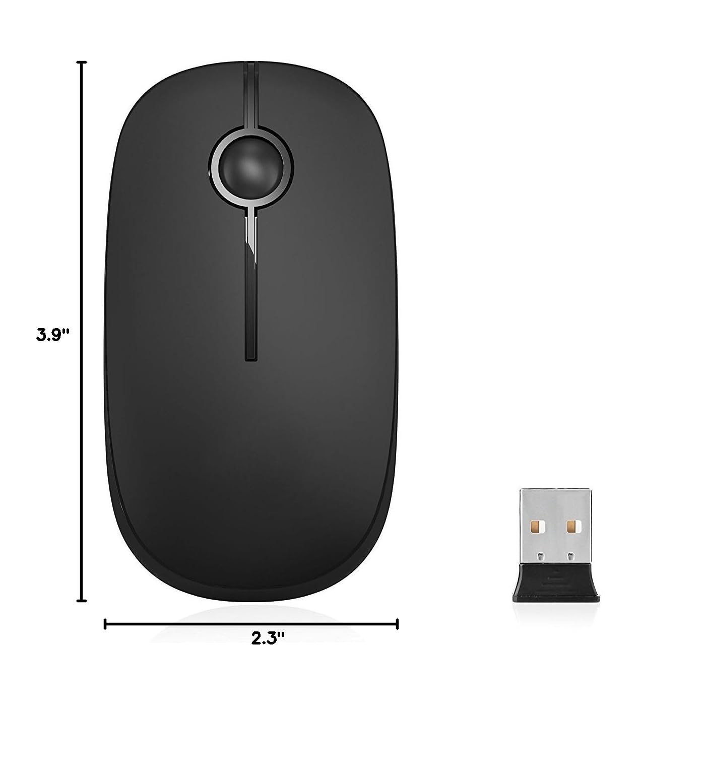 Vssoplor Wireless Mouse, 2.4G Slim Portable Computer Laptop Mouse with Nano Receiver Quiet Silent Optical Mice for Notebook, PC, Laptop, Computer-Black