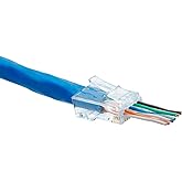 TRUE CABLE Cat6A Extra Large Pass Through RJ45 Connectors, UTP, 50 Pack | Unshielded, taggered 8P8C modular plug, gold plated 3 prong, UL listed, fits insulation OD 1.05-1.15mm, jacket up to 7.30mm
