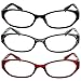 Reading Glasses 3 Pack with Red, Black & Grey _ Always have a Stylish Look & Crystal Clear Vision When You Need It! _ Comfort Spring Arms & Dura-Tight Screws _ 100% Guarantee +4.00