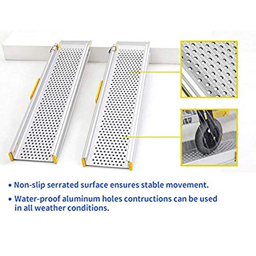 Aluminium Premium Teleskoprampe Teleskopschiene Rollstuhlrampe Auffahrschiene Schwellenrampe - bis 213,3 cm (MR10719-7) – Bild 5