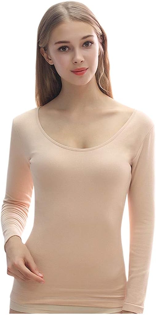 Rikay Womens Lightweight Thermal Underwear Tops Warm Fleece Lined