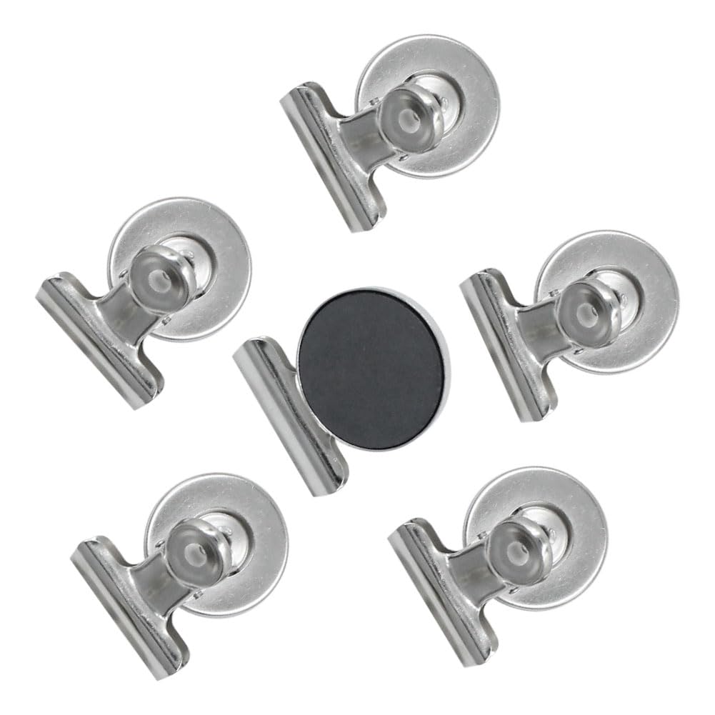 JIADEXIN Magnetic Clips 6pcs Fridge Magnetic Clips Strong Heavy Duty Magnetic Clips for Home Whiteboard Kitchen Office School Classroom Memo Pad Metal Magnet Silver Diameter 2.7cm